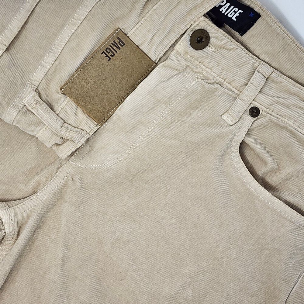 PAIGE Lennox Corduroy Straight Leg Jeans Mens Size 34x26 Ivory Cream Stretch EUC